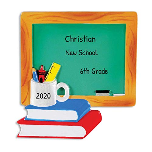 Personalized Chalk Board Christmas Tree Ornament 2020 - New Teacher Books Mug World’s Best Worker Kindergarten First Grade Profession Primary Secondary Gift Year - Free Customization