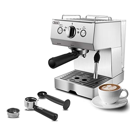 Espresso Machines 15 Bar Cappuccino Machine with Milk Frother for Espresso, Latte and Mocha, 1.5L Removable Water Tank and Double Temperature Control System, Classial, Sliver, 1050W
