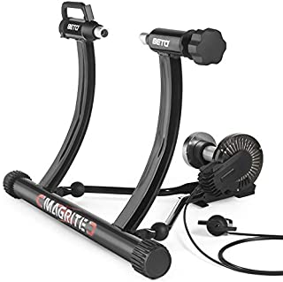 Bike Trainer Stand fits 24 to 29 Bikes - Portable Magnetic Bicycle Rollers 5 Resistance Levels, Noise Reduction - Stationary Exercise for Road & Mountain Bikes (Bike Trainer)