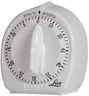 Lux Minute Minder Timer Mechanical White with Black Markings 60 Min