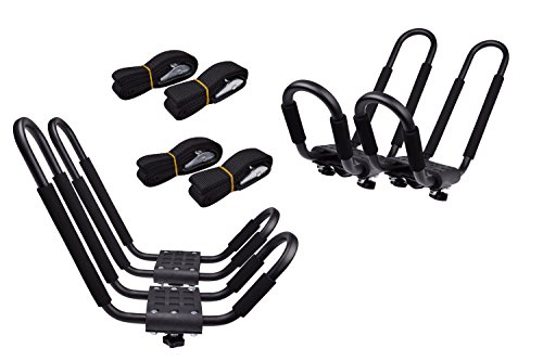 Lifetime Warranty TMS® 2 Pairs J-Bar Rack HD Kayak Carrier Canoe Boat Surf Ski Roof Top Mount Car SUV Crossbar