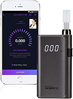 iSOBER 10 Breathalyzer | HSA/FSA Eligible | DOT, NHTSA Compliant Alcohol Tester | Suracell FuelCell Sensor Technology | The Sensor Status Check System Installed