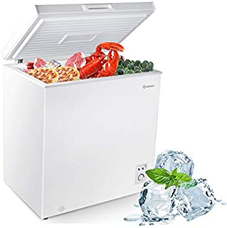 MOOSOO Chest Freezer, 5.0 Cubic Feet Deep Freezer with Removable Basket, Temperature Control, Low Noise & Energy Saving, Big Freezer for Home, Kitchen, Garage, Basement, apartment, White