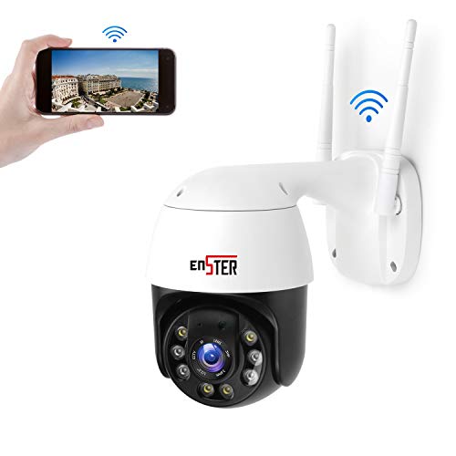 ENSTER Metal PTZ WiFi Camera Outdoor, 1080P Pan Tilt Zoom, 24/7 Record, 360° View, Smart IP Home Security Cam, with Spotlight, Color Night Vision, Onvif, Waterproof, Motion Detection, Two-Way Audio