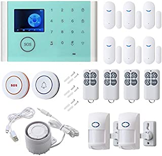 16pcs Smart Home Alarm System - Door Sensor PIR Detector LED Touch Screen, SMS Call Auto Dial and APP Remote Control, WiFi+GSM +GPRS Security System Burglar Alarm DIY Kit for House Office Business