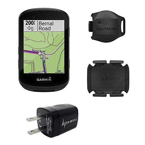 Garmin Edge 530 GPS Cycling Computer with included Garmin 2nd Gen Speed and Cadence Sensors and Wearable4U Wall Charging Adapter Bundle