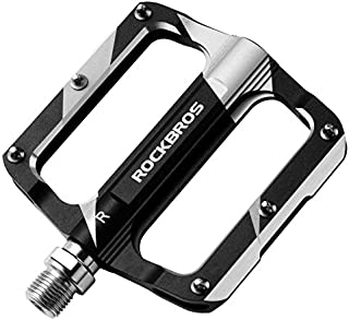 ROCKBROS Mountain Bike Pedals Flat Bicycle MTB Pedals 9/16 Lightweight Road Bike Pedals Carbon Fiber Sealed Bearing Flat Pedals Black