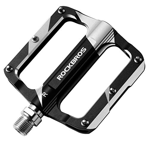 ROCKBROS Mountain Bike Pedals Flat Bicycle MTB Pedals 9/16 Lightweight Road Bike Pedals Carbon Fiber Sealed Bearing Flat Pedals Black