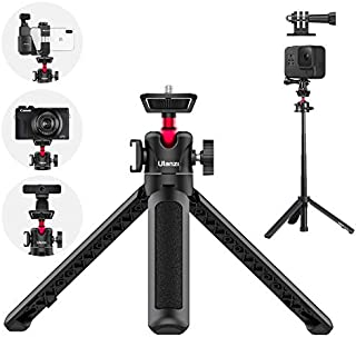 ULANZI MT-16 Extendable Phone Camera Tripod, 4 Levels Adjustment 360° Ball Head Cold Shoe Lightweight Portable Vlog Travel Selfie Stick Handle Grip Desktop Webcam Tripod for iPhone DSLR Sony Gopro