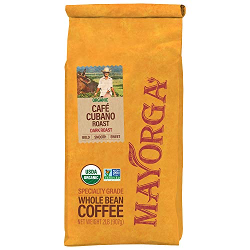 2LB Mayorga Organics Café Cubano Roast, Dark Roast Whole Bean Coffee, Specialty-Grade, USDA Organic, Non-GMO Verified, Direct Trade, Kosher, 100% Arabica Beans