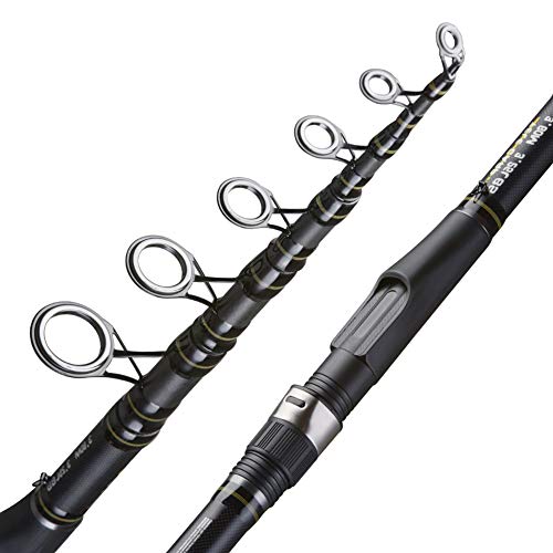 GFFG Carp Fishing Rod 3.3 3.6M Carbon Fiber Portable Telescopic Spinning Rod Fishing 3.25Lb Power 80-200G 11' 12' Hard Pole with Stainless Steel Guides,Thickened EVA Protective Cap,3.6m