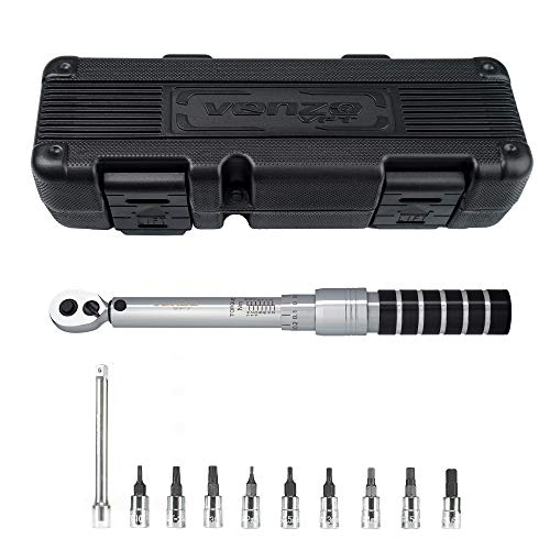 Venzo 1/4 Inch Driver Click Torque Wrench Set - 2 to 15 Nm - Small Adjustable - Great Maintenance Tool for MTB, Mountain, Road Bike & Motorcycle - All Bits are Included As a Kit