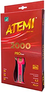 Atemi Pro Line 2000 Lightweight Table Tennis Bat | Superior Control & Power | New 2020 ITTF Approved Rubber Recipe | Natural Materials | Ideal for All Levels | Updated Handles, Colours & Packaging