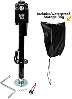 Biltek 3500lbs Electric Power Trailer Tongue Jack + Waterproof Storage Cover for RVs, Trailers, Campers, Utility or Boat Trailers - Black