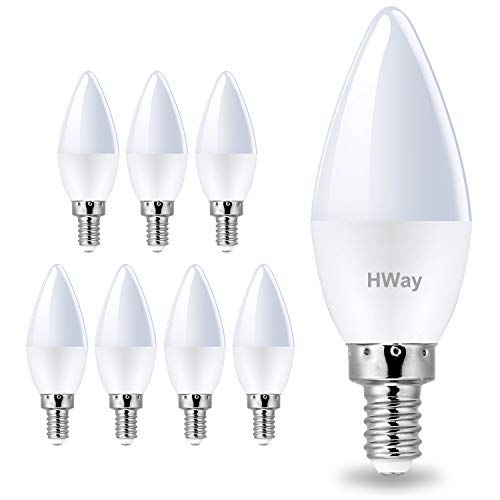 LED Candelabra Light Bulbs HWay 8 Pack 60 Watt Equivalent 6W E12 Bright Ceiling Fan Light Bulbs Non-Dimmable (5000K)