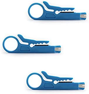 Maxmoral 3-Pack Mini Wire Stripper Portable Crimping Tool UTP STP Network Cable Cutter Impact Punch Down Tool for Keystone Jack RJ45 Ethernet Module Blue