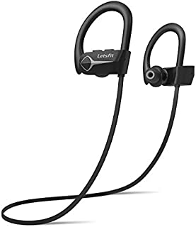 Letsfit Bluetooth Headphones IPX7 Waterproof 15Hrs Playtime Wireless Earbuds, Bluetooth 5.0 Running Headphones, HiFi Stereo in-Ear Earphones with Mic Noise Cancelling for Sports, Workout, Gym