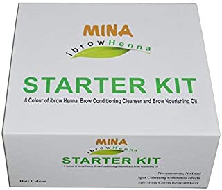 MINA ibrow Henna Starter Kit (8 Colors of Ibrow henna,Brow Conditioning Cleanser & Brow Nourishing Oil