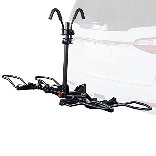 KAC Overdrive Sports K1 1.25 Hitch Mounted Rack 2-Bike Platform Style Carrier for Standard, Fat Tire, and Electric Bicycles  60 lbs/Bike Heavy Weight Capacity - Smart Tilting  RV Use Prohibited