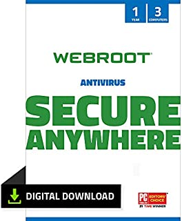 Webroot Antivirus Software 2021 | 3 Device | 1 Year | PC Download | Includes Secure Web Browsing and Malware Protection