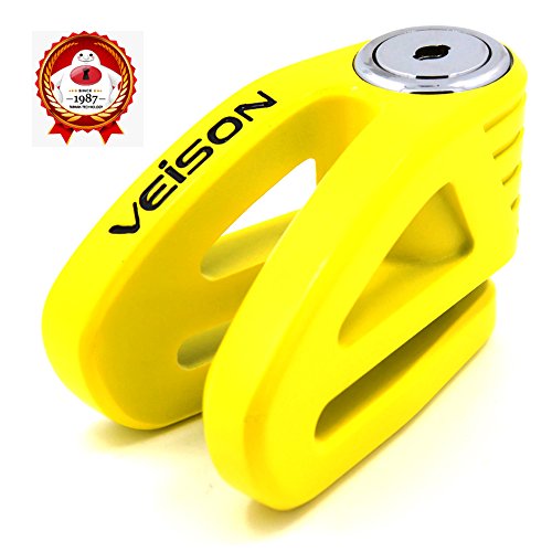 Acekit Veison Bicycle And Motorcycle Brake Disc Lock Heavy Duty Strengthen Body Sawing Resistant With Four Ribs 6mm Harden Lock Pin With Remind Cable-Yellow