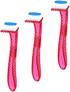 REAMTOP Durable Travel Accessories Women Razors Bikini Shaver Pubic Hair Removal Beauty Razor T-Type Razor for Body Cosmetic Tool 3 Pack