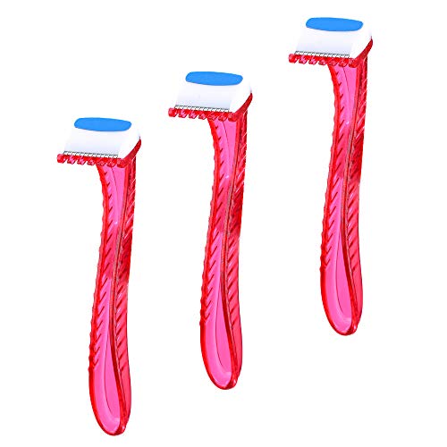 REAMTOP Durable Travel Accessories Women Razors Bikini Shaver Pubic Hair Removal Beauty Razor T-Type Razor for Body Cosmetic Tool 3 Pack