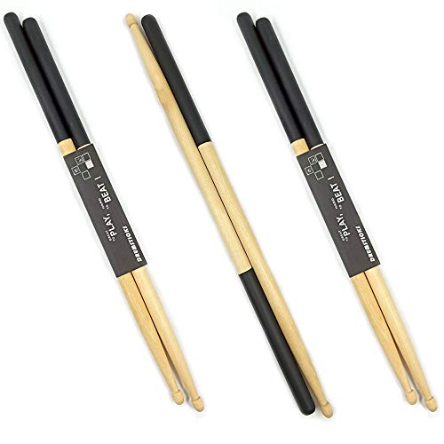 3 Pairs Drum Sticks Non-Slip Classic Maple Wood Drumsticks 5A Drumsticks for Adults, Kids, Students, and Beginners