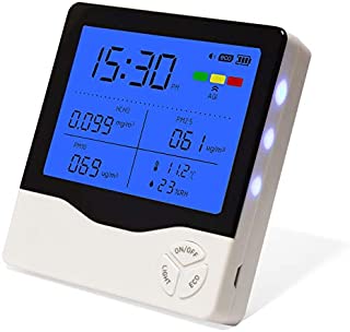 Air Quality Monitor Indoor, Air Quality Tester for Formaldehyde(HCHO) PM2.5/PM10 Temperature Humidity, Colorful LCD Screen with ECO Features, Suitable for Home Office and Various Occasion (White)