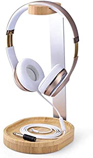 Avantree Universal Wooden & Aluminum Headphone Stand Hanger with Cable Holder, Sturdy Desk Headset Mount Rack for Sony, Bose, Shure, Jabra, JBL, AKG, Gaming Headphones Display - TR902