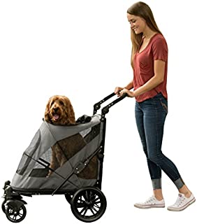 Pet Gear NO-ZIP Stroller, Push Button Zipperless Dual Entry, for Single or Multiple Dogs/Cats, Pet Can Easily Walk In/Out, No Need to Lift Pet, Dark Platinum, Excursion