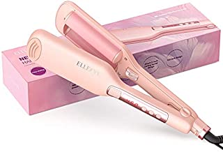 Hair Waver Iron,ELLESYE Ceramic Two Barrels Curling Iron Wand with 14 Temperatures 210-450 for Beachy Waves,60min Auto-Off 1 inch/25 mm Hair Crimpers and Wavers with LCD,Double Cooling Plates ,Negat