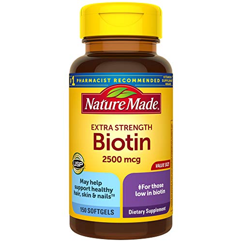 Nature Made Biotin 2500 mcg Softgels 150 Ct, Support Healthy Hair, Skin, Nails (Packaging May Vary)