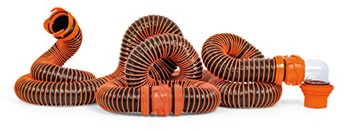 Camco RhinoEXTREME 20ft RV Sewer Hose Kit - Includes Swivel Fitting and Translucent Elbow with 4-in-1 Dump Station Fitting - Crush Resistant - Storage Caps Included (21012)