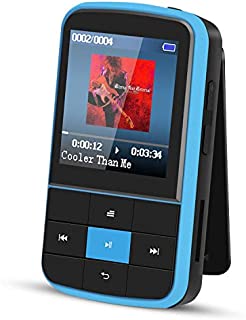 Clip MP3 Player, AGPTEK 16GB Bluetooth MP3 Player with Sweatproof Silicone Case and Sport Armband, Support FM Radio, FM Recording, Bookmark, Expandable up to 128GB