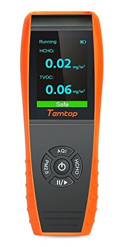 Temtop LKC-1000S+ Air Quality Monitor Formaldehyde Detector, Air Pollution Sensor, Humidity and Temperature Meter Tester with PM2.5/PM10/HCHO/AQI/Particles/TVOC VOC/Histogram