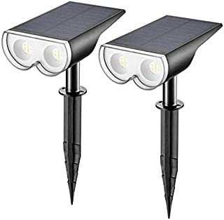 Linkind 16 LEDs Solar Landscape Spotlights, Dusk-to-Dawn IP67 Waterproof Solar Powered Spot Lights, 6500K Daylight White, Outdoor Wall Lights for Garden Yard Driveway Porch Walkway, 2 Pack