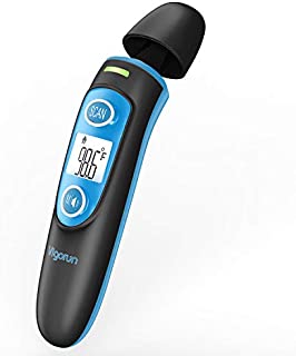 Vigorun Forehead and Ear Thermometer for Fever, Digital Infrared Temporal Thermometer with Fever Alarm and Memory Function for Baby Kids and Adults (Gray)