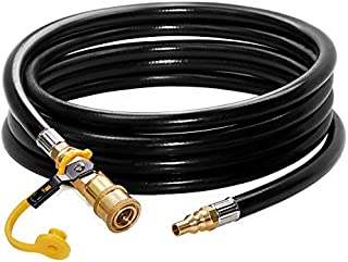 DOZYANT 12 feet Low Pressure Propane Quick-Connect Hose, RV Quick Connect Propane Hose, Quick Disconnect Propane Hose Extension - 1/4 Safety Shutoff Valve & Male Full Flow Plug for RVs