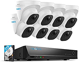 Reolink 4K 16CH PoE Video Surveillance Camera System, H.265 8pcs 8MP PoE IP Security Cameras Outdoor with a 8MP 16-Channel NVR, 3TB HDD pre-Installed, RLK16-800D8