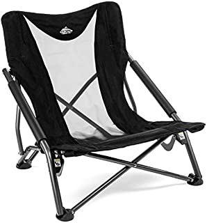 Cascade Mountain Tech Camping Chair - Low Profile Folding Chair for Camping, Beach, Picnic, Barbeques, Sporting Event with Carry Bag , Black