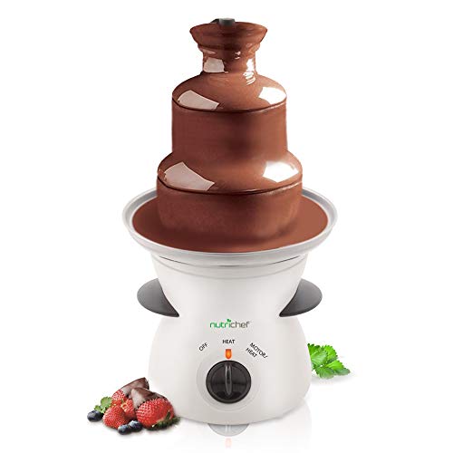 NutriChef 3 Tier Chocolate Fondue Fountain - Electric Stainless Choco Melts Dipping Warmer Machine - Melting, Warming, Keep Warm - for Melted Chocolate, Candy, Butter, Cheese, Caramel, White, One Size