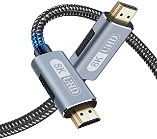 8K HDMI Cable 6.6ft, HDMI 2.1 48Gbps High Speed Nylon Braided HDMI Cord with eARC HDR10 4:4:4 HDCP 2.2&2.3, 4K HDMI Cable Compatible with Dolby Atmos Apple Fire LG Samsung TV PS5 PS4 Switch Xbox Roku