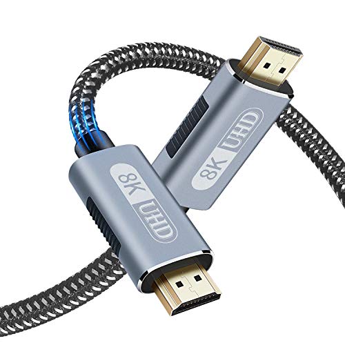 8K HDMI Cable 6.6ft, HDMI 2.1 48Gbps High Speed Nylon Braided HDMI Cord with eARC HDR10 4:4:4 HDCP 2.2&2.3, 4K HDMI Cable Compatible with Dolby Atmos Apple Fire LG Samsung TV PS5 PS4 Switch Xbox Roku