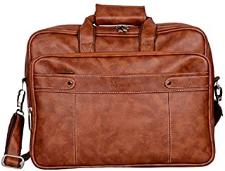 Medlar 15.6 Inch Laptop Formal Office Messenger Briefcase Bag With Padded Laptop Compartment For Men & Women (Tan Brown)