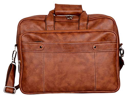 Medlar 15.6 Inch Laptop Formal Office Messenger Briefcase Bag With Padded Laptop Compartment For Men & Women (Tan Brown)