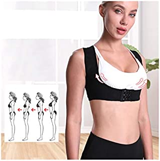 ErYao Adjustable Posture Corrector for Women with Chest Supports, Back Brace Shoulder Brace Support Correct Brace Belt Women Back Straightener Posture Corrector (Black, XL)