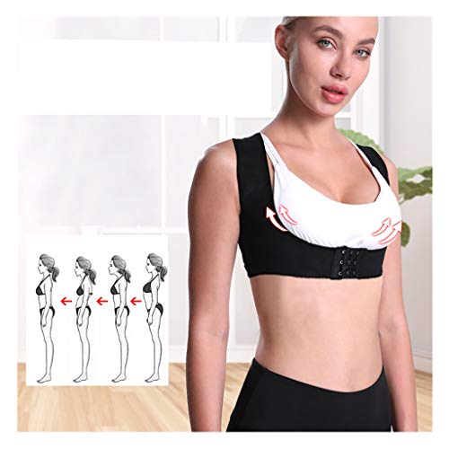 ErYao Adjustable Posture Corrector for Women with Chest Supports, Back Brace Shoulder Brace Support Correct Brace Belt Women Back Straightener Posture Corrector (Black, XL)