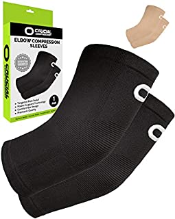 Elbow Brace Compression Sleeve (1 Pair) - Instant Arm Support Elbow Sleeves for Tendonitis, Arthritis, Bursitis, Golfers & Tennis Elbow Brace, Treatment, Workouts, Weightlifting, Pain Relief, Recovery