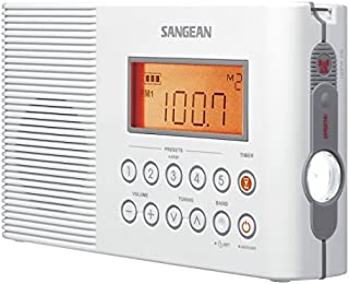 Sangean H201 Portable AM/FM/Weather Alert Digital Tuning Waterproof Shower Radio White